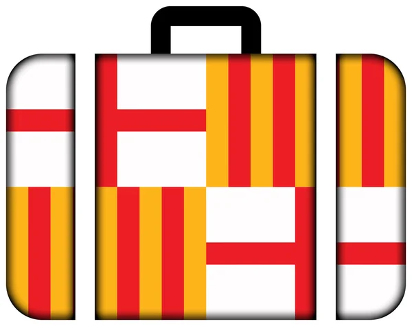Bandiera di Barcellona. Icona della valigia, concetto di viaggio e trasporto — Foto Stock