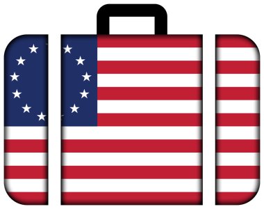 Betsy Ross Flag. Suitcase icon, travel and transportation concept