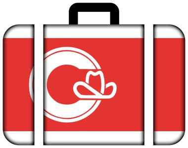 Calgary bayrağı. Bavul simgesi, seyahat ve ulaşım konsepti