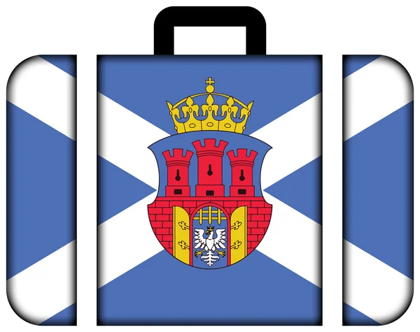 Banner con Escudo de Cracovia, Polonia. Icono de maleta, viaje y concepto de transporte —  Fotos de Stock