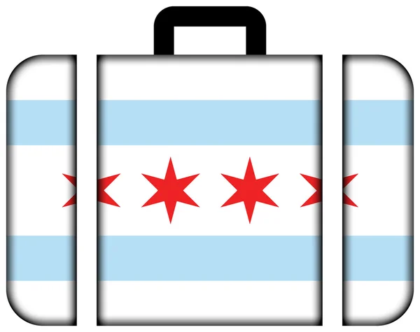 Flaga Chicago, Illinois. Ikona walizki, koncepcja podróżowania i transportu — Zdjęcie stockowe