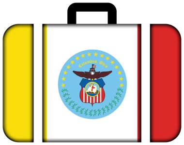 Columbus, Ohio bayrağı. Bavul simgesi, seyahat ve ulaşım konsepti