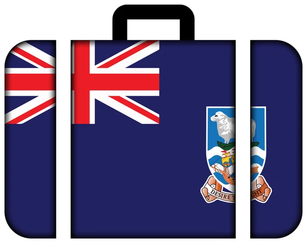 Bandiera delle Isole Falkland. Icona della valigia, concetto di viaggio e trasporto — Foto Stock