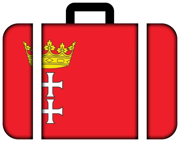Flagge von Danzig, Polen. Koffersymbol, Reise- und Transportkonzept — Stockfoto