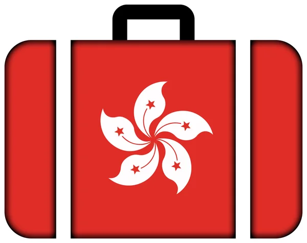 Flagge von Hongkong. Koffersymbol, Reise- und Transportkonzept — Stockfoto