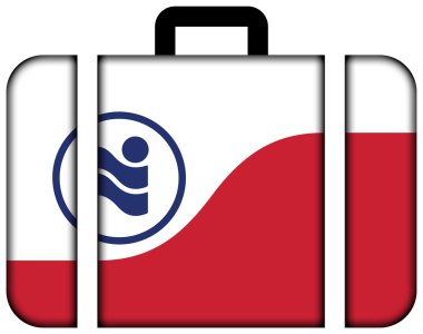 Irving, Teksas bayrağı. Bavul simgesi, seyahat ve ulaşım konsepti