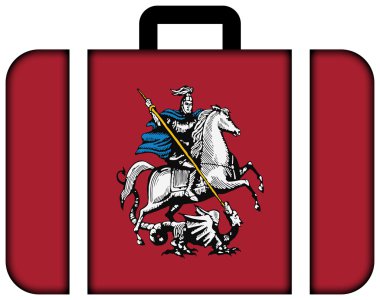 Flag of Moscow. Suitcase icon, travel and transportation concept