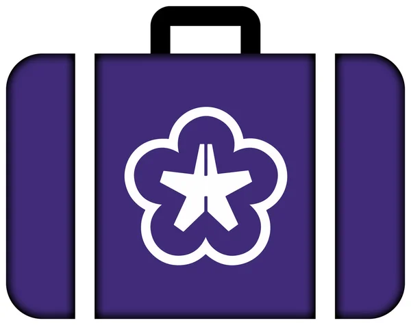 北九州市の旗。スーツケースアイコン、旅行、交通コンセプト — ストック写真