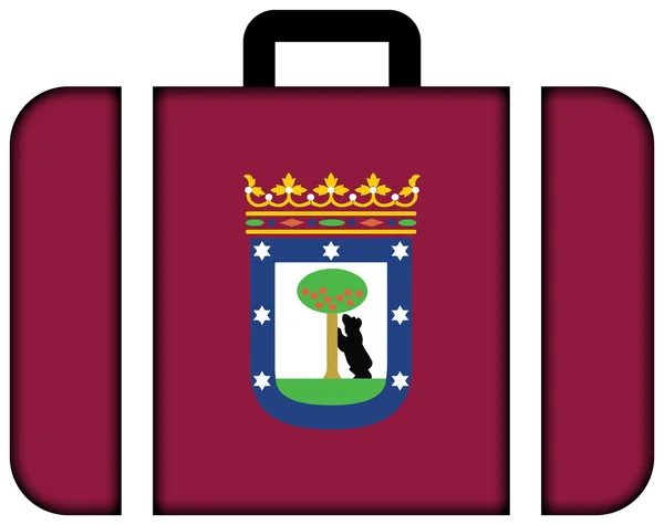 Bandeira de Madrid. Ícone da mala, viagem e conceito de transporte — Fotografia de Stock