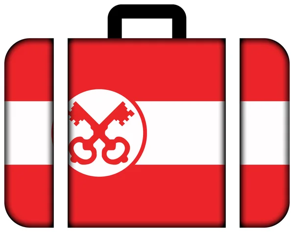 Flagge zeigen. Koffersymbol, Reise- und Transportkonzept — Stockfoto