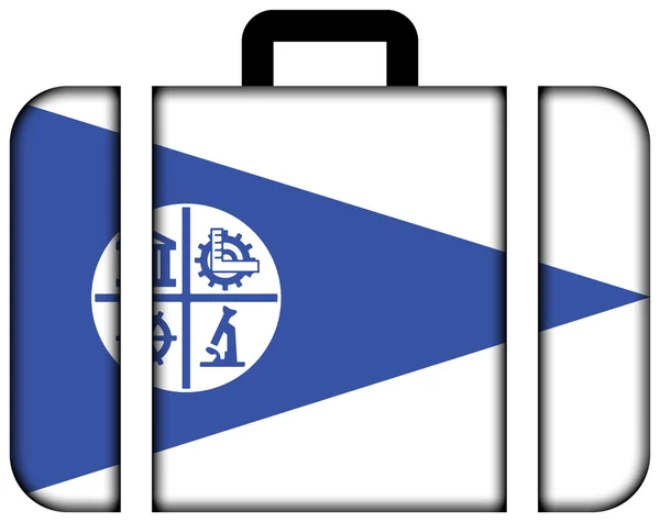 Flagge von Minneapolis, Minnesota. Koffersymbol, Reise- und Transportkonzept — Stockfoto