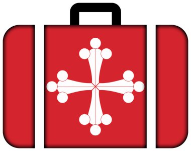 Pisa bayrağı. Bavul simgesi, seyahat ve ulaşım konsepti