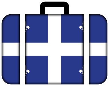Quebec bayrağı. Bavul simgesi, seyahat ve ulaşım konsepti