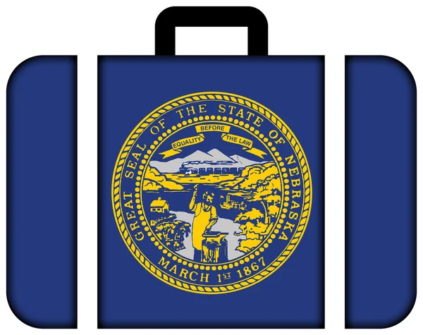 Drapeau de l'État du Nebraska. Icône de valise, concept de voyage et de transport — Photo