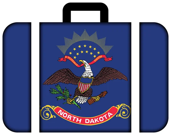 Bandera del estado de Dakota del Norte. Icono de maleta, viaje y concepto de transporte — Foto de Stock