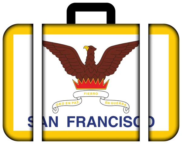 Flaga San Francisco w Kalifornii. Ikona walizki, koncepcja podróżowania i transportu — Zdjęcie stockowe