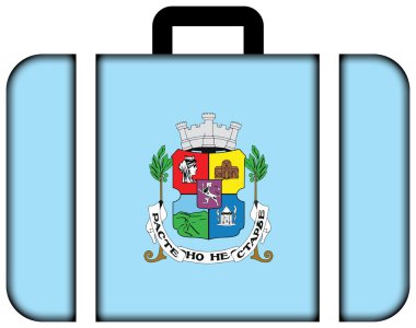 Sofya bayrağı. Bavul simgesi, seyahat ve ulaşım konsepti