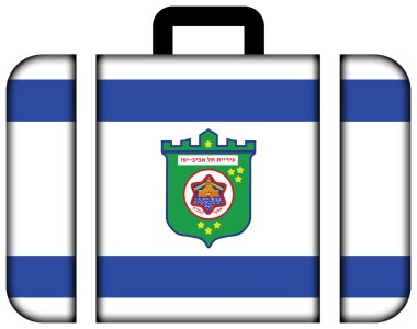 Tel Aviv bayrağı. Bavul simgesi, seyahat ve ulaşım konsepti
