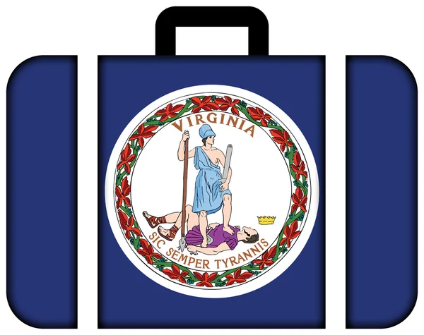 Le drapeau du Commonwealth de Virginie. Icône de valise, concept de voyage et de transport — Photo