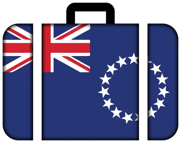 Прапор островів Кука. Іконка чемодан, подорожі і транспорт концепція — стокове фото