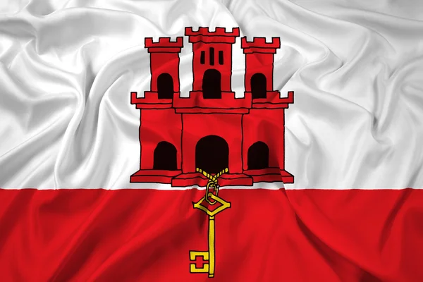 Bandeira ondulante de Gibraltar — Fotografia de Stock