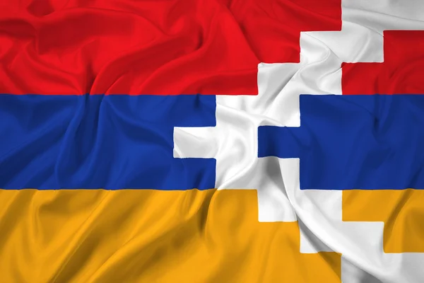 Flagge von Nagorno Karabach schwenkend — Stockfoto