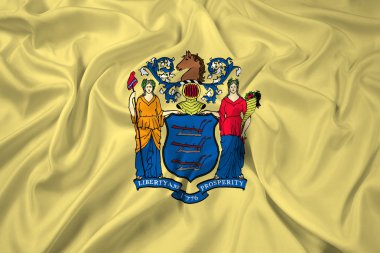New Jersey eyalet bayrağı sallayarak