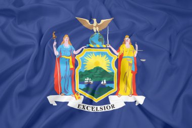 New York eyalet bayrağı sallayarak