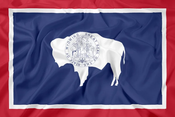 Wyoming eyalet bayrağı sallayarak — Stok fotoğraf