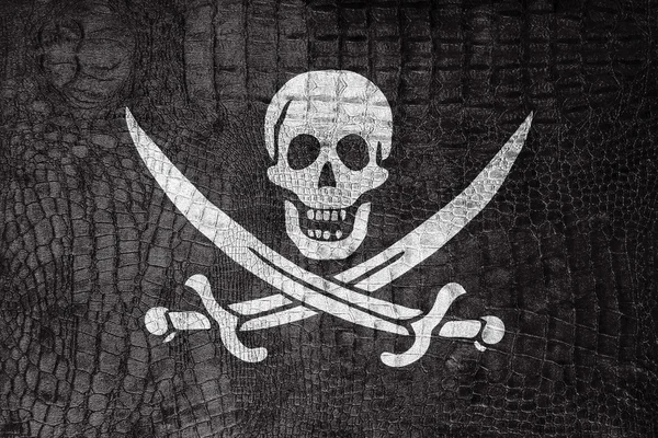 Bandeira do pirata de Calico Jack, em uma tela luxuosa e elegante — Fotografia de Stock