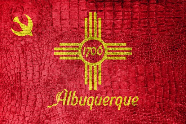 Bandera de Albuquerque, Nuevo México, sobre un lujoso lienzo de moda —  Fotos de Stock