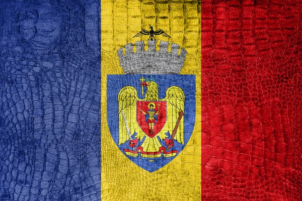 Bandera de Bucarest, sobre un lujoso lienzo de moda — Foto de Stock