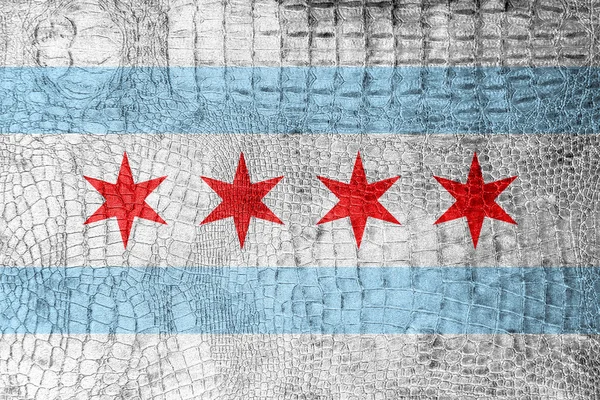 Flaga z Chicago, Illinois, na płótnie luksusowe, modne — Zdjęcie stockowe