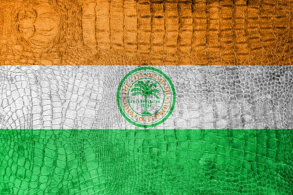 Flagge von miami, florida, auf einer luxuriösen, modischen Leinwand — Stockfoto
