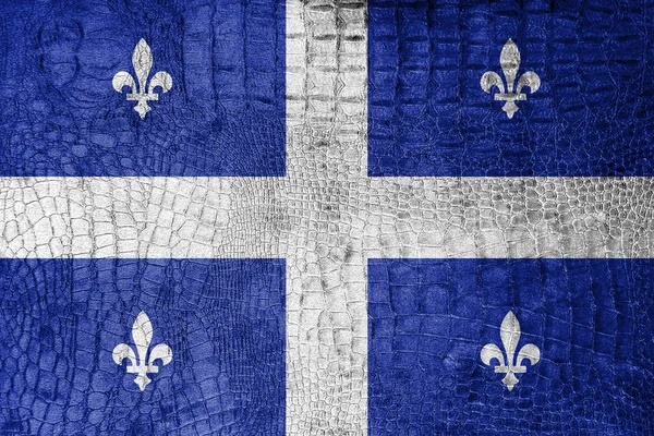 Bandera de Quebec, sobre un lujoso lienzo de moda — Foto de Stock