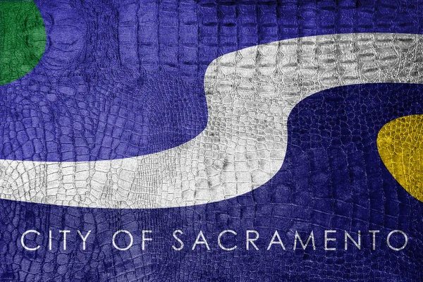 Flaga z Sacramento, California, na płótnie luksusowe, modne — Zdjęcie stockowe
