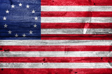 Betsy Ross Flag, boyalı eski ahşap tahta arka plan üzerinde