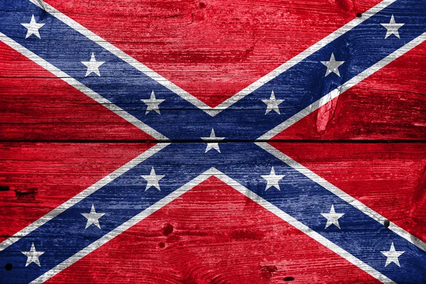Confederate Flag, painted on old wood plank background — Stock Photo, Image