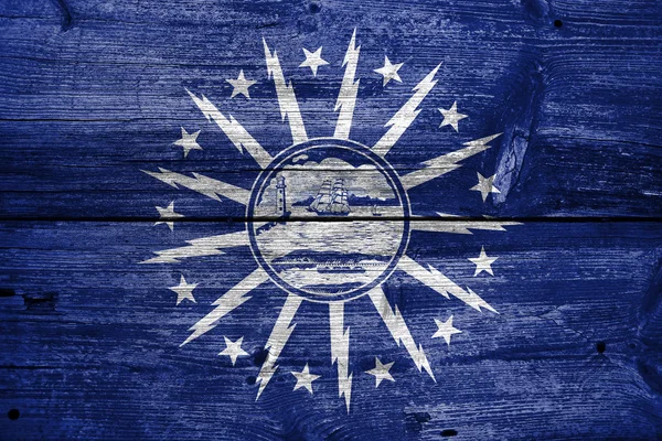 Flag of Buffalo, New York, painted on old wood plank background — Stock Photo, Image