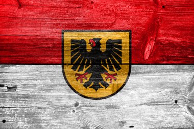 Dortmund, eski ahşap tahta zemin üzerine boyalı bayrağı