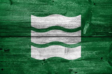 Hiroşima, Japonya, bayrağı eski ahşap tahta zemin üzerine boyalı