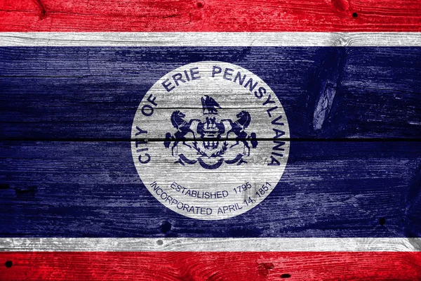 Flaga w Erie, Pensylwania, malowane na tle starego drewna deski — Zdjęcie stockowe