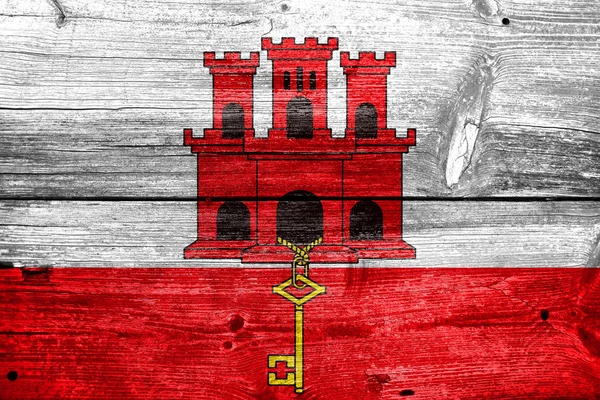 Bandeira de Gibraltar, pintada no fundo da prancha de madeira velha — Fotografia de Stock