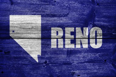 Reno, Nevada, bayrağı eski ahşap tahta zemin üzerine boyalı