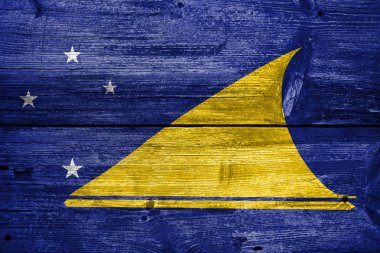 Tokelau, eski ahşap tahta zemin üzerine boyalı bayrağı
