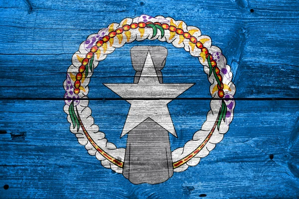 Bandera de las Islas Marianas del Norte, pintada sobre fondo de madera vieja —  Fotos de Stock