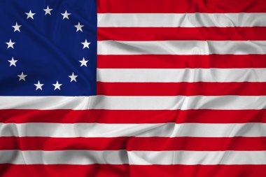 Betsy Ross bayrak sallayarak