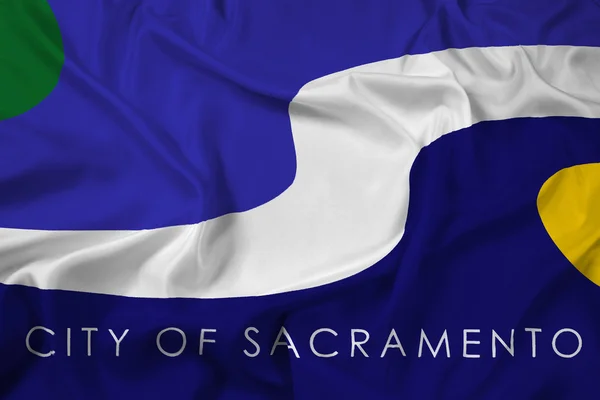 Macha flagą z Sacramento, California — Zdjęcie stockowe