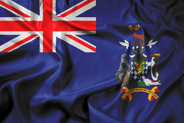 Integetett a Déli-Georgia és Déli-Sandwich-szigetek zászlaja — Stock Fotó