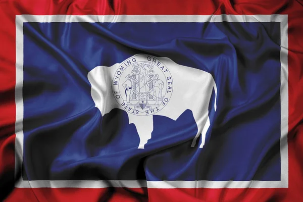 挥舞着国旗的怀俄明州 — 图库照片